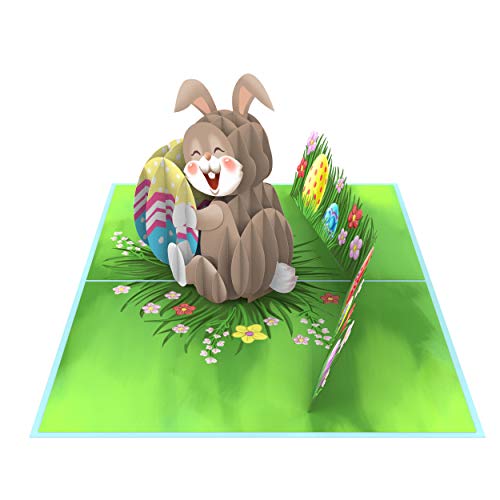 Liif Easter Bunny with Eggs 3D Greeting Pop Up Easter Card for Kids, Son, Daughter, Boy, Girl, Religious | with Message Note & Envelope | Size 7 x 5 inch - Image 5