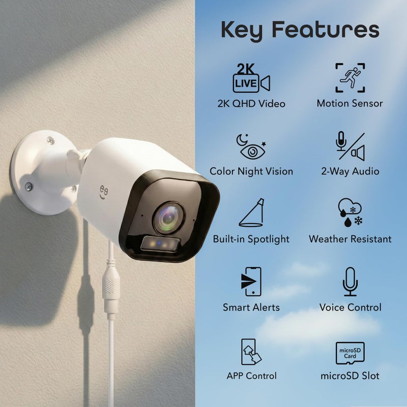 Geeni Hawk 3 4MP Smart Outdoor Security Camera â€“ 2K Ultra HD WiFi Surveillance Camera with Color Night Vision, 30m Long Range, 2-Way Audio, Motion Detection & IP65 Weatherproof - Image 2