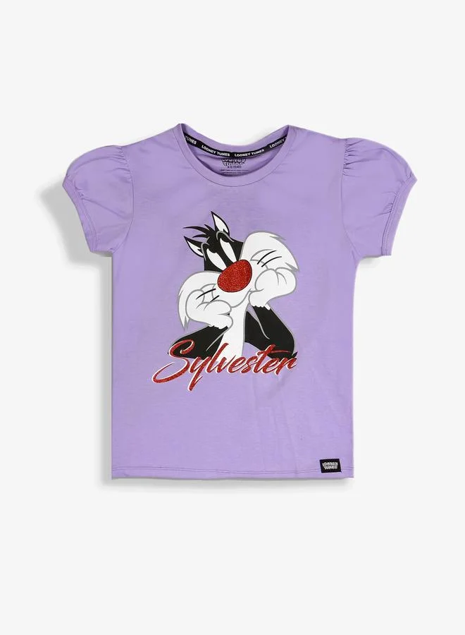 Looney Tunes Graphic Print Round Neck Fashion T-shirt