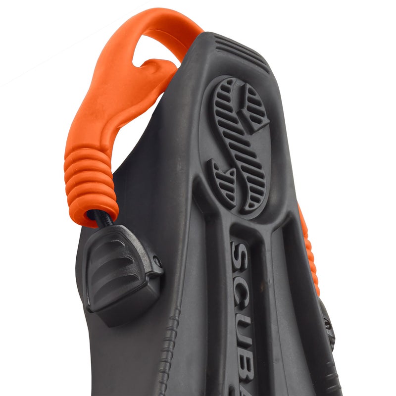 SCUBAPRO GO Travel Scuba Diving Fin for Snorkeling, Diving and Swimming, Black Fin with Orange Bungee Open Heel Strap, XL - Image 3