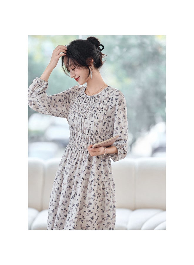 Tucano Spring And Summer Round Neck Long Sleeve Dress With Elastic Waist, Slimming Midi Dress For Women - Image 5