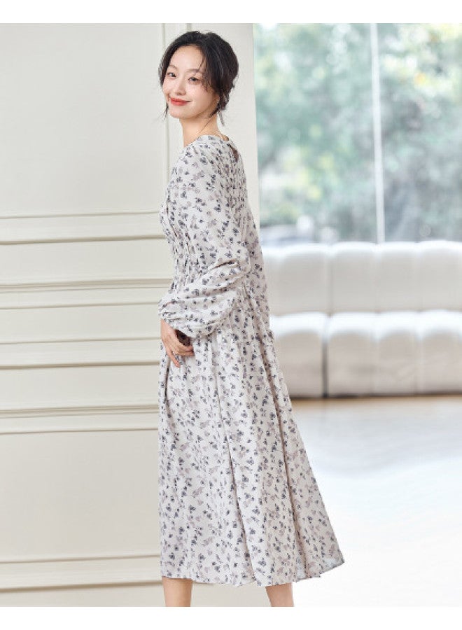 Tucano Spring And Summer Round Neck Long Sleeve Dress With Elastic Waist, Slimming Midi Dress For Women - Image 1