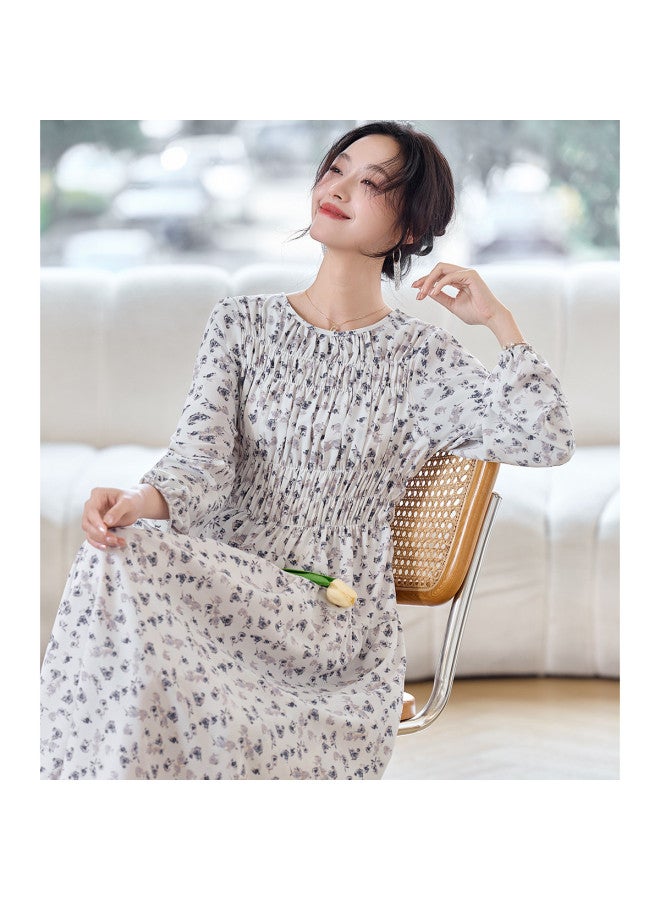 Tucano Spring And Summer Round Neck Long Sleeve Dress With Elastic Waist, Slimming Midi Dress For Women - Image 4