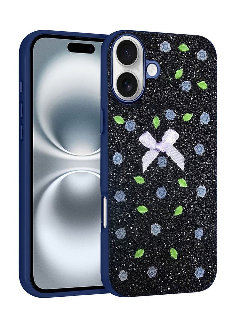 Techie غطاء خلفي فاخر مزخرف بأحجار الراين لآيفون 16 بلس - أزرق داكن - Image 1