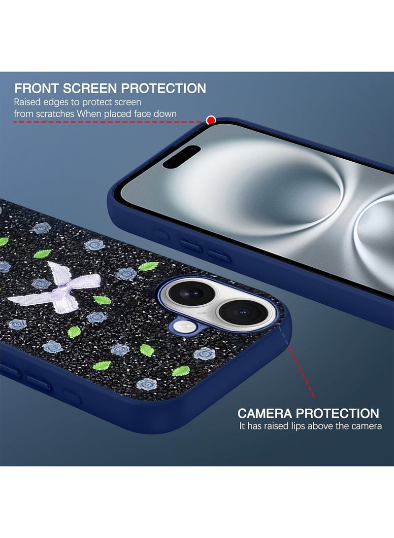 Techie غطاء خلفي فاخر مزخرف بأحجار الراين لآيفون 16 بلس - أزرق داكن - Image 3