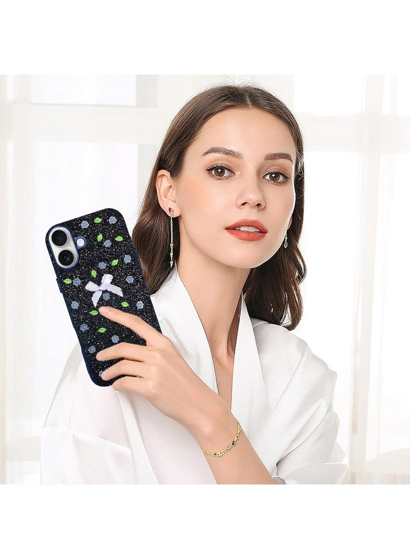 Techie غطاء خلفي فاخر مزخرف بأحجار الراين لآيفون 16 بلس - أزرق داكن - Image 2