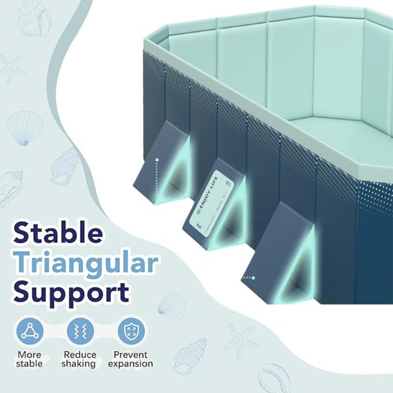 Foldable Swimming Pool, Non-Inflatable'and Adults' Outdoor Swimming Pool, Quick Setup Easy Storage, for Indoor, Outdoor, Beach, Backyard, Garden 210 * 140 * 55cm - Image 3