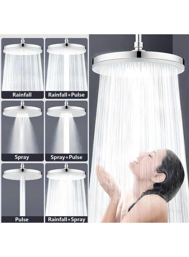 Large 9 Inch Black Adjustable Shower Head With 6 Spray Modes Square Rain Shower - Image 1