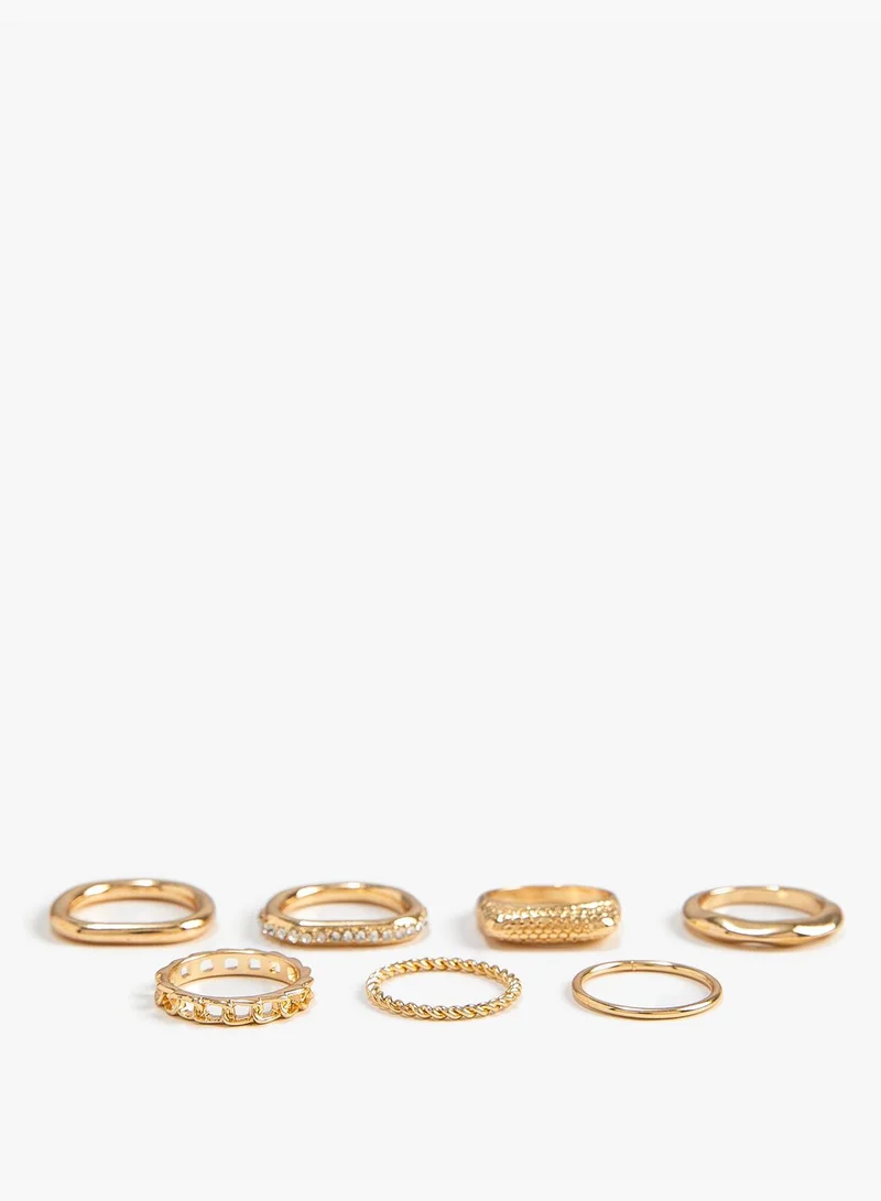 KOTON Ring Set 6 Pack Metal Thin Textured