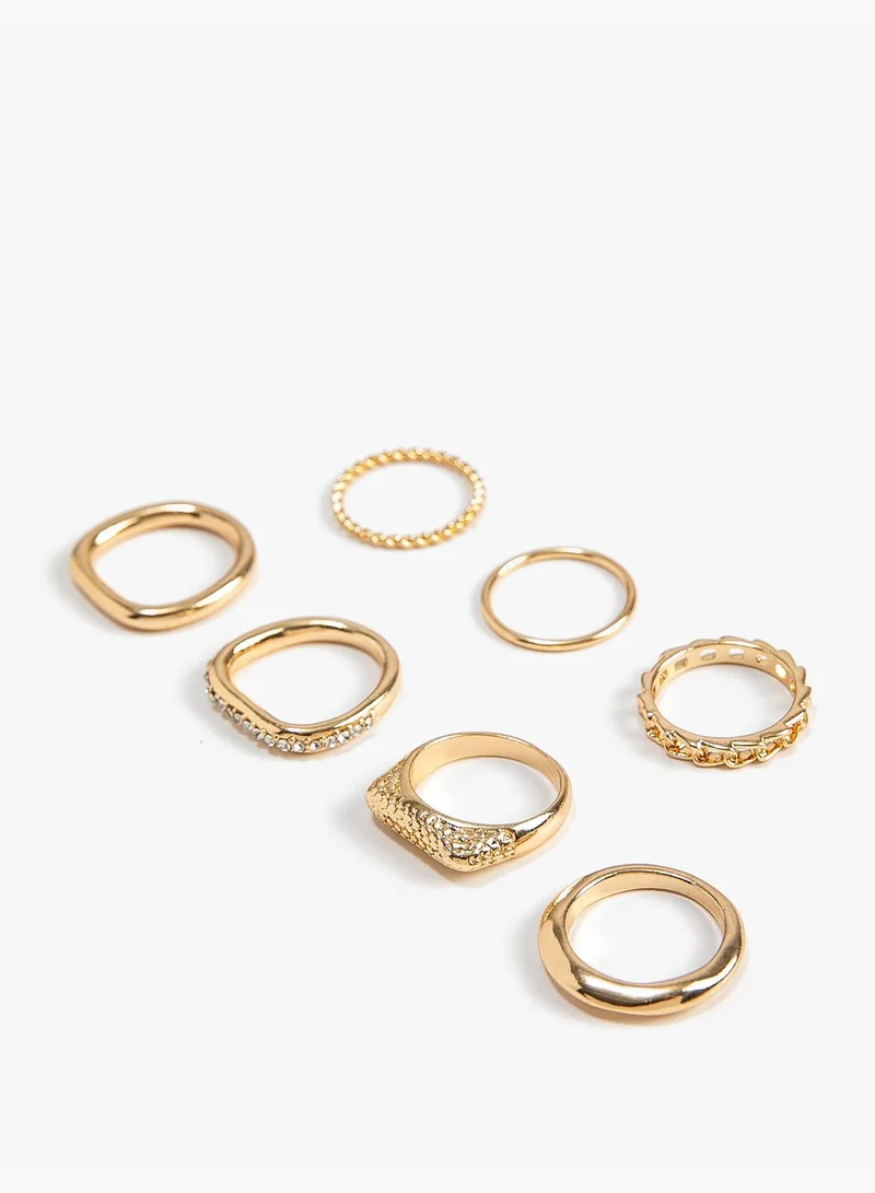 KOTON Ring Set 6 Pack Metal Thin Textured
