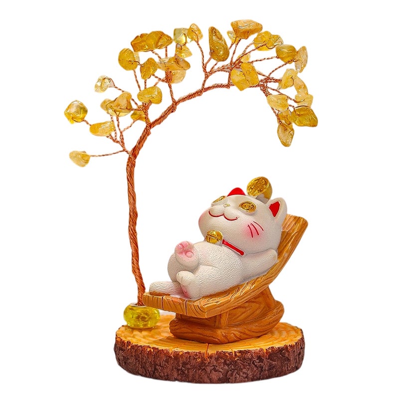 Fortune Cat Resin Money Tree Decoration Ornament Gift - Image 5