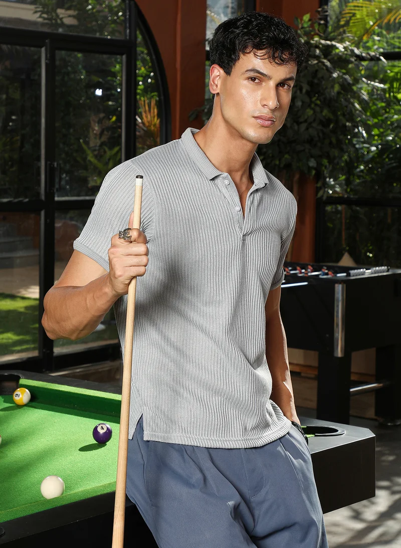 كامبوس سوترا تيشيرت بولو رجالي سادة بياقة مضلعة