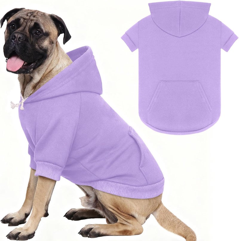 Waoduld 5XL Dog Sweaters for Large Dogs,Extra-Large Dog Hoodie,Cozy Fleece Interior Sweatshirt with Hood & Pocket,Leash Hole,Pet Clothes Sweater Hoodie for Large Dogs,Light Purple&5XL - Image 1
