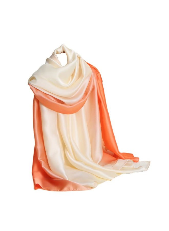 Wander Agio Womens Silk Like Shawl Party Wraps Evening Dress Bridesmaid Long Silkly Scarves for Wedding Colours Beige Orange 9 - Image 2