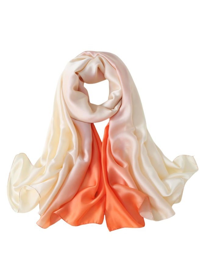 Wander Agio Womens Silk Like Shawl Party Wraps Evening Dress Bridesmaid Long Silkly Scarves for Wedding Colours Beige Orange 9 - Image 1