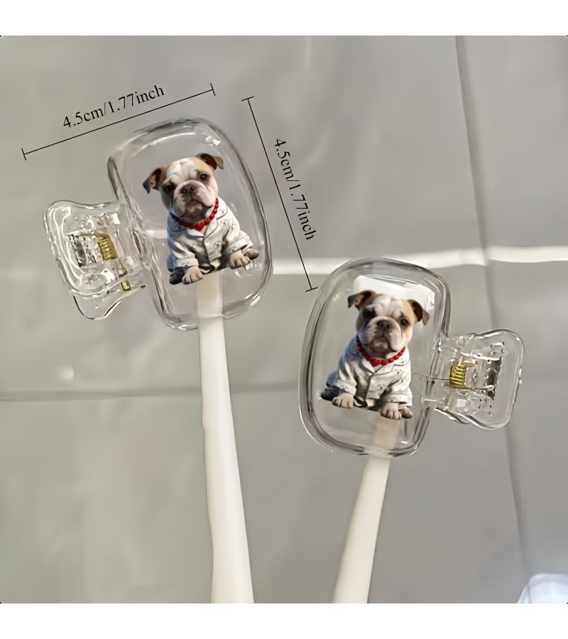 2 Pcs Odorless Dustproof Toothbrush Cases Bulldog Design Ventilation Holes Portable Travel - Image 4