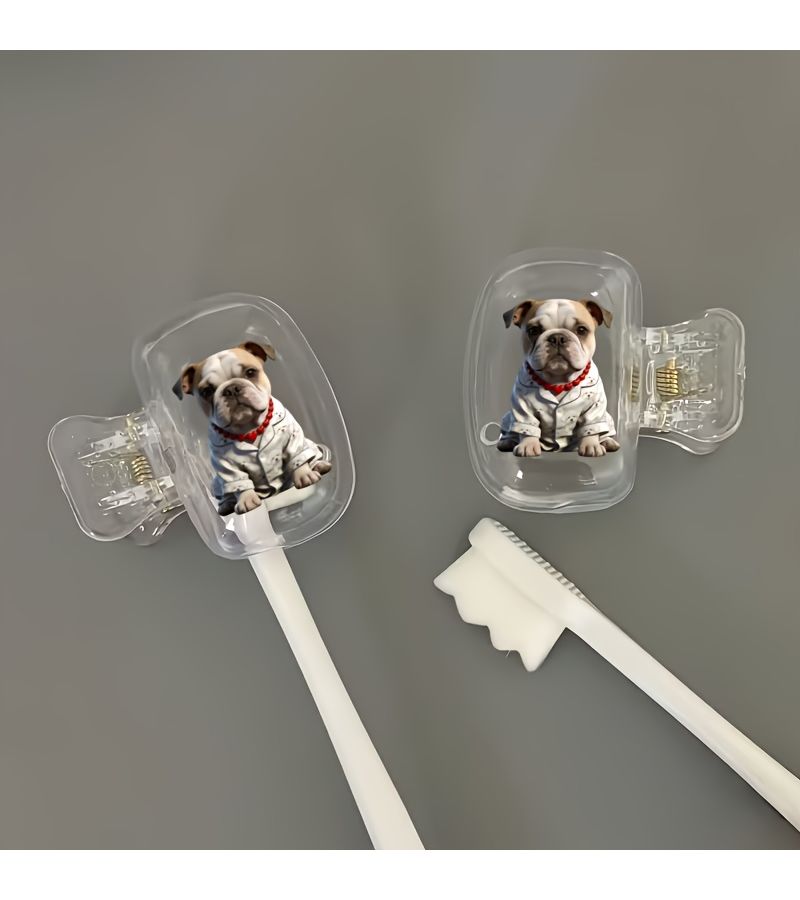 2 Pcs Odorless Dustproof Toothbrush Cases Bulldog Design Ventilation Holes Portable Travel - Image 5