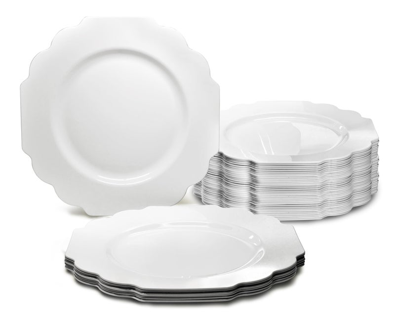 OCCASIONS FINEST PLA "" OCCASIONS "" 40 Plates Pack  Heavyweight Disposable Wedding Party Plastic Plates (6.5'' Cake/Dessert Plate  Imperial Plain White) - Image 1