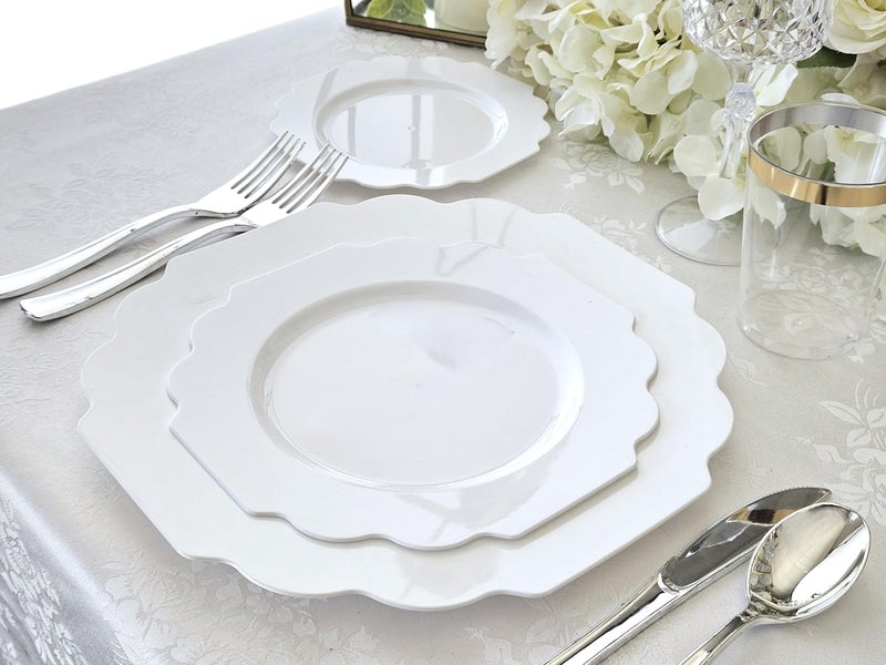 OCCASIONS FINEST PLA "" OCCASIONS "" 40 Plates Pack  Heavyweight Disposable Wedding Party Plastic Plates (6.5'' Cake/Dessert Plate  Imperial Plain White) - Image 3