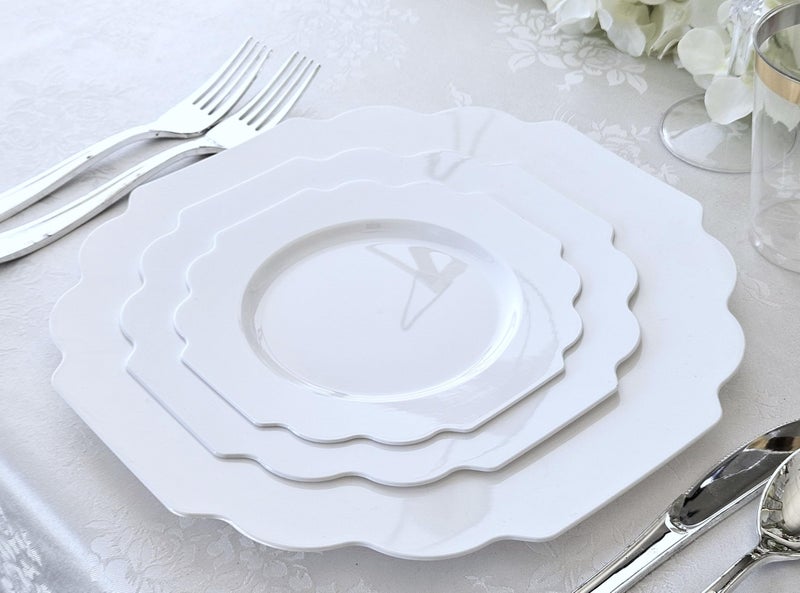OCCASIONS FINEST PLA "" OCCASIONS "" 40 Plates Pack  Heavyweight Disposable Wedding Party Plastic Plates (6.5'' Cake/Dessert Plate  Imperial Plain White) - Image 4