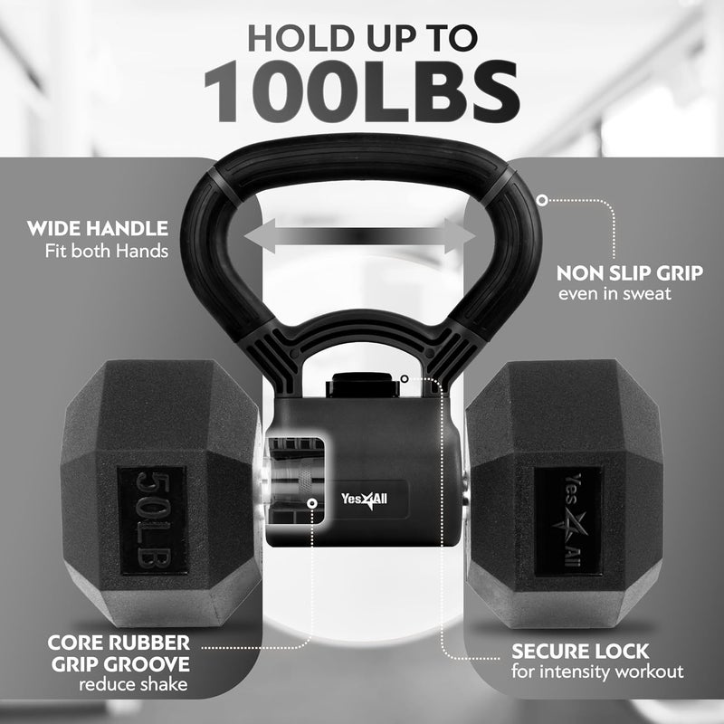 Yes4All Kettlebells Grip, Dumbbell Grip Handle, Convert Dumbbells into Kettlebell for Home Gym, Kettlebell for Weights Plate - Image 3