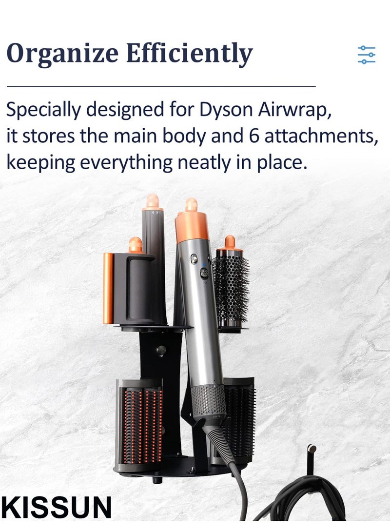KISSUN Airwrap Storage Holder Attachments Compatible with Dyson Airwrap Organizer Wall Mounted Stand, Curling Iron Hair Wrap Rack on Desktop Accessories for Home/Bathroom - Image 2