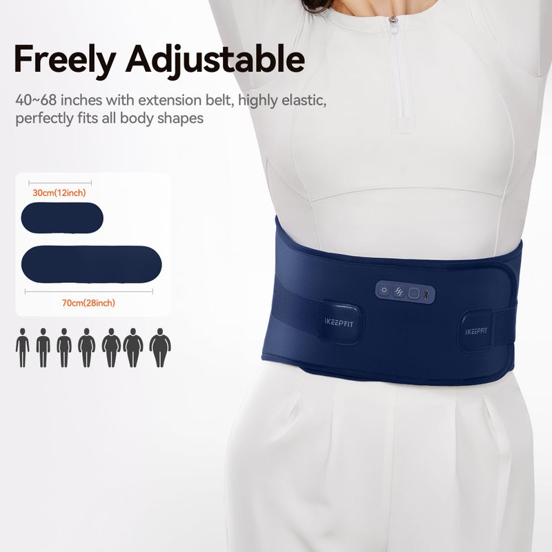 IKEEPFIT Cordless Heating Pad For Back Pain Relief: Maxwarm 3.0[2025 Upgraded]  Ikeepfit Electric Heat Pad With Massager For Period Cramps  Extra Large 65""  8000Mah Battery  Gift For Women Men (Blue) - Image 4