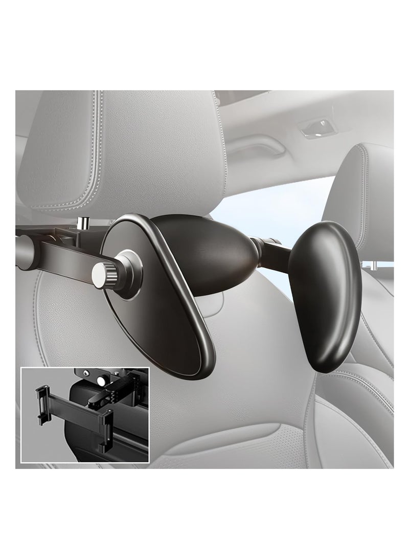 SYOSI Car Headrest Pillow with Holder, Travel Head Neck Support Pillow for Passenger, Memory Foam, Preven Spine, Adjustable Headrest Suitable for Adults and Children to Sleep While Traveling (Black) - Image 1