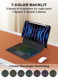 Xoopla 2-IN-1 English Magic Keyboard Case Bundle,Tablet Keyboard with Portable Magnetic Detachable Protective Case/Slide Design/360° Rotating Screen/Smart Trackpad/Seven Backlit Colors/Auto Sleep Function,Rechargeable Wireless Bluetooth Keyboard for iPad Air (2024) and Other 11-Inch Products  - Image 5