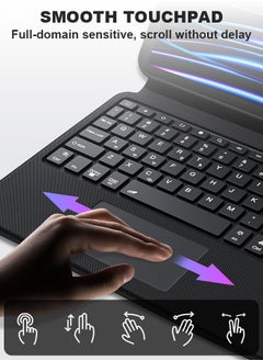 Xoopla 2-IN-1 English Magic Keyboard Case Bundle,Tablet Keyboard with Portable Magnetic Detachable Protective Case/Slide Design/360° Rotating Screen/Smart Trackpad/Seven Backlit Colors/Auto Sleep Function,Rechargeable Wireless Bluetooth Keyboard for iPad Air (2024) and Other 11-Inch Products  - Image 3