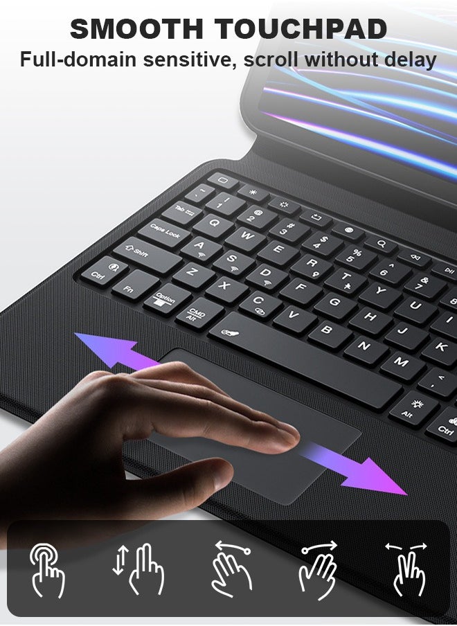 Xoopla - Magic Keyboard Case for iPad Air 11-Inch (2024),Tablet Keyboard with Portable Magnetic Detachable Protective Case/Slide Design/360° Rotating Screen/Smart Trackpad/Seven Backlit Colors/Auto Sleep Function,Rechargeable Wireless Bluetooth Keyboard (2-IN-1 / English ) - Image 1