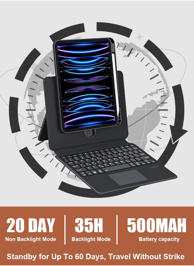Xoopla - Magic Keyboard Case for iPad Air 11-Inch (2024),Tablet Keyboard with Portable Magnetic Detachable Protective Case/Slide Design/360° Rotating Screen/Smart Trackpad/Seven Backlit Colors/Auto Sleep Function,Rechargeable Wireless Bluetooth Keyboard (2-IN-1 / English ) - Image 1