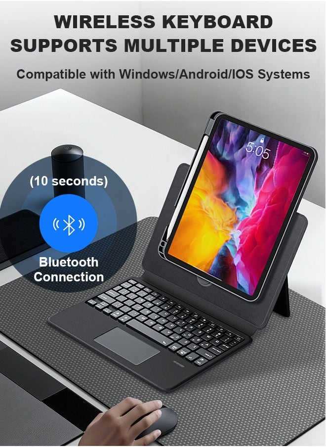 Xoopla - Magic Keyboard Case for iPad Air 11-Inch (2024),Tablet Keyboard with Portable Magnetic Detachable Protective Case/Slide Design/360° Rotating Screen/Smart Trackpad/Seven Backlit Colors/Auto Sleep Function,Rechargeable Wireless Bluetooth Keyboard (2-IN-1 / English ) - Image 1
