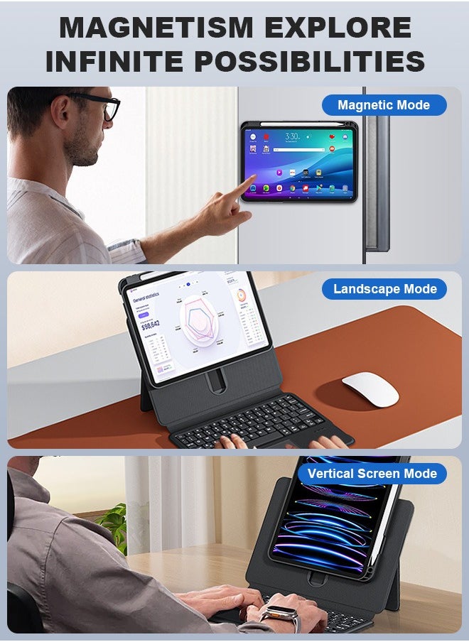 Xoopla - Magic Keyboard Case for iPad Air 11-Inch (2024),Tablet Keyboard with Portable Magnetic Detachable Protective Case/Slide Design/360° Rotating Screen/Smart Trackpad/Seven Backlit Colors/Auto Sleep Function,Rechargeable Wireless Bluetooth Keyboard (2-IN-1 / English ) - Image 1