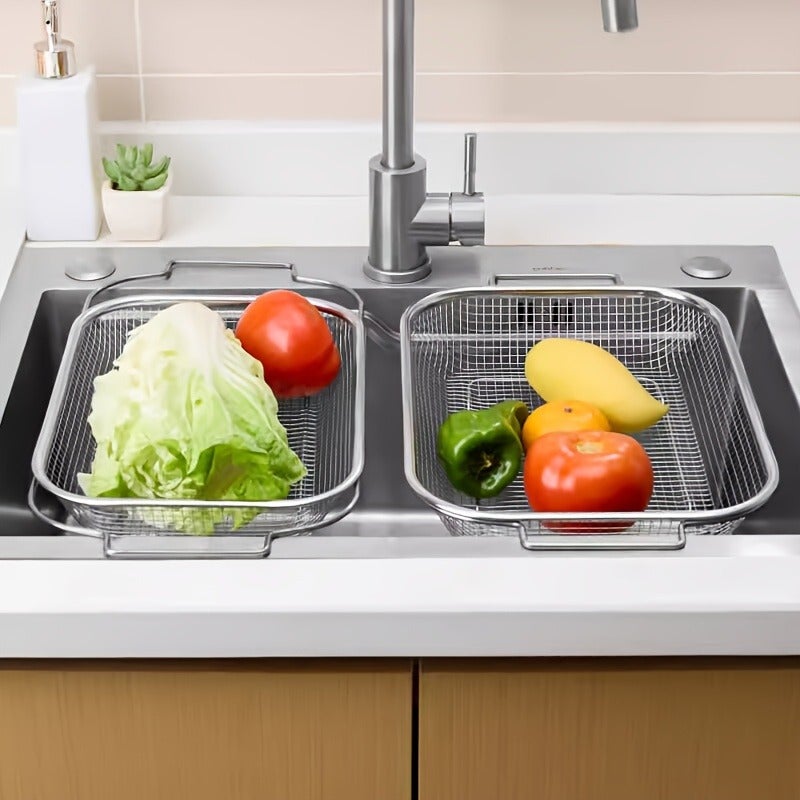 1pc, Stainless Steel Sink Drain Basket, Retractable Kitchen Sink Vegetable And Fruit Drain Rack, Sink Storage Rack, Dish Rack - Image 4
