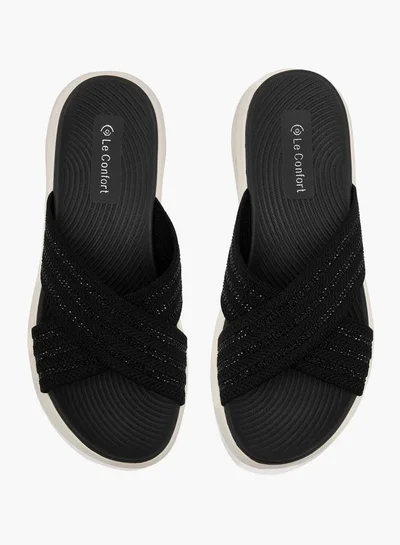 Le Confort Women Flyknit Embellished Cross Strap Slip-On Sandals