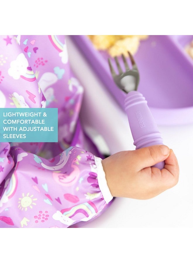 Bumkins Sleeved Bib for Girl or Boy, Baby and Toddler for 6-24 Mos Essential Must Have for Eating, Feeding, Baby-Led Weaning Supplies, Long Sleeve Mess Saving Food Catcher, Soft Fabric, Unicorn Purple - Image 4
