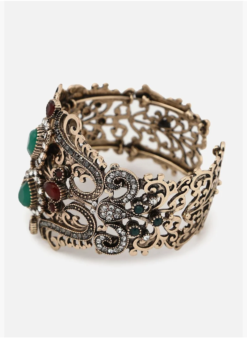 SOHI Gold Plated Designer Stone Bracelet