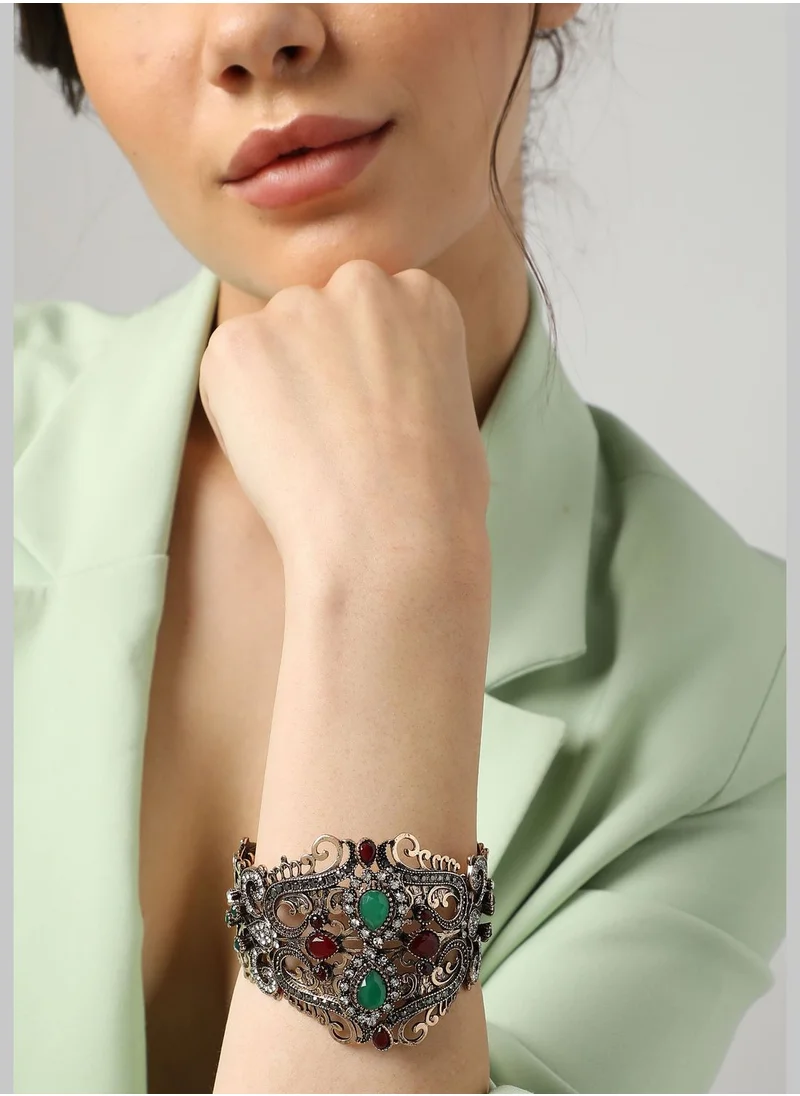 SOHI Gold Plated Designer Stone Bracelet