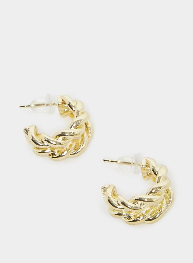 Styli Women Gold Twisted Hoop Earrings - Image 1