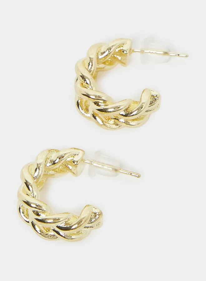 ستايلي Styli Women Gold Twisted Hoop Earrings