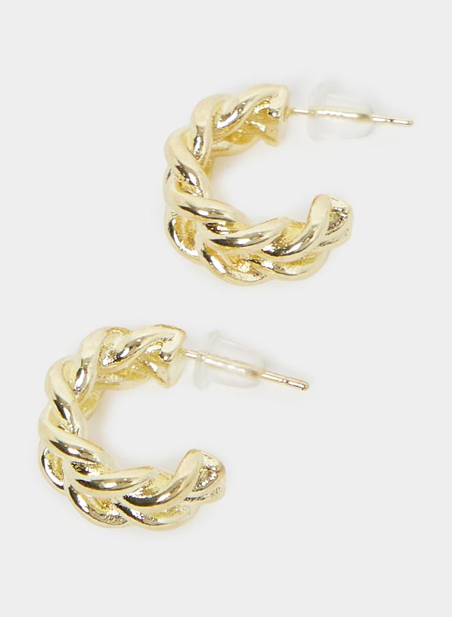 Styli Women Gold Twisted Hoop Earrings - Image 2