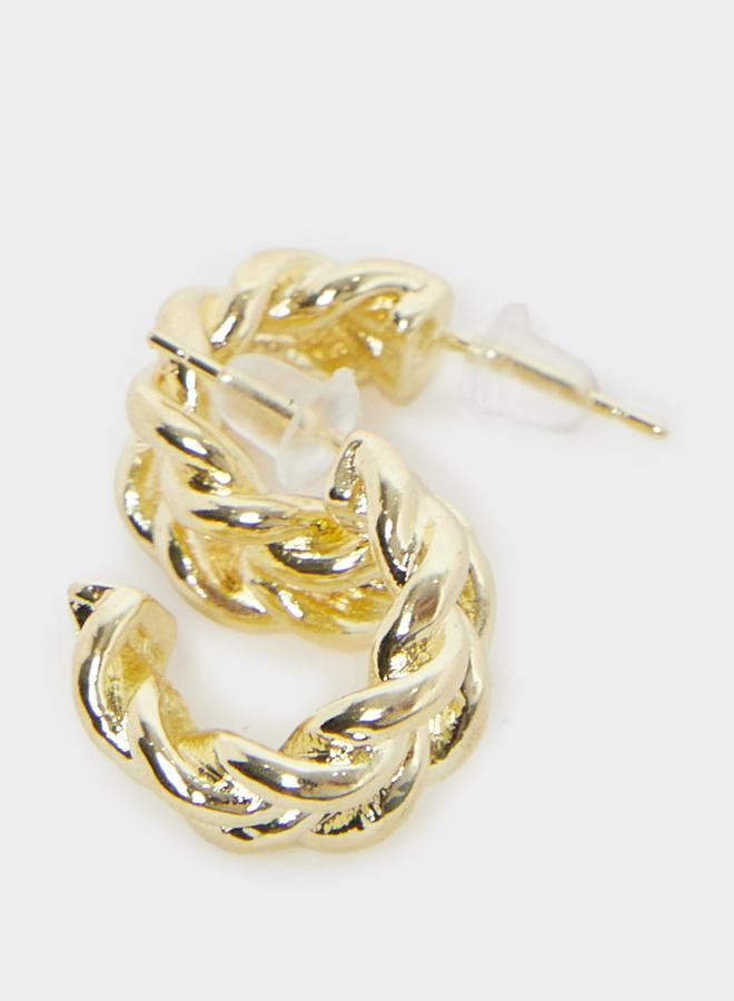 Styli Women Gold Twisted Hoop Earrings - Image 3