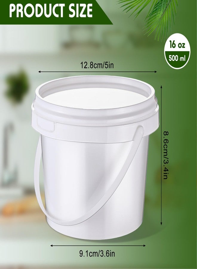 Mifoci 50 Pcs 16 oz Round Plastic Bucket with Lids and Handle Reusable Ice Cream Containers Small White Bucket Plastic Tub Freezer Airtight Food Storage Containers for Kitchen Drinks Home - Image 2