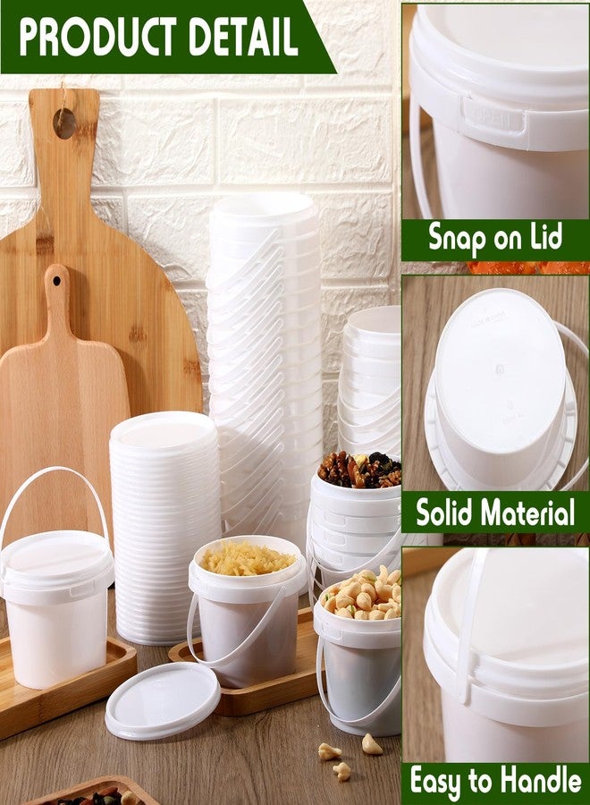 Mifoci 50 Pcs 16 oz Round Plastic Bucket with Lids and Handle Reusable Ice Cream Containers Small White Bucket Plastic Tub Freezer Airtight Food Storage Containers for Kitchen Drinks Home - Image 4