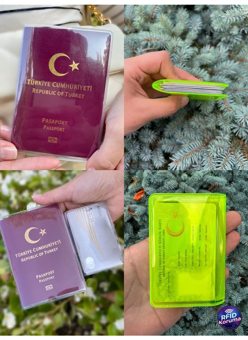 Gempo Premium Transparent Passport Case and Neon Wallet Card Holder Passport Case + Wallet For Travel