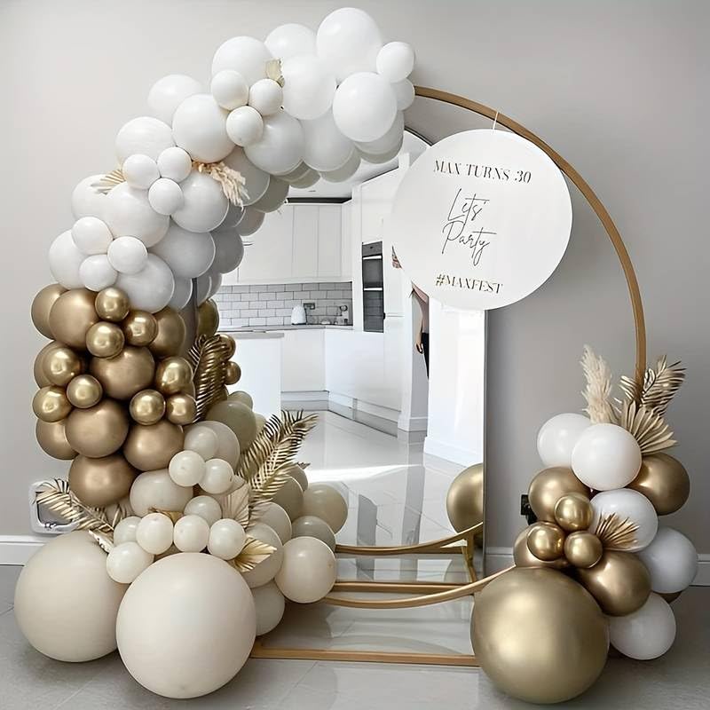 Blocesa Sand White Gold Balloon Arch Kit, White Beige Chrome Gold Balloons Cream Balloons Metallic Gold Balloon for Boho Neutral Wedding Bridal Shower Birthday New Year Decorations. - Image 5