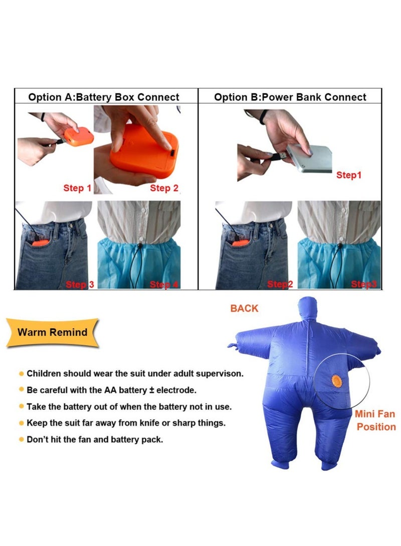 Inflatable Full Body Blow Up Costume Suit, Adult Size Inflatable Fat Chub Suit, Fancy Dress Party Costume (Blue) - Image 5
