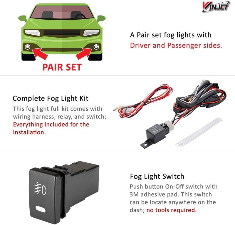 Winjet Fog Lights Kit for 2014-2016 Toyota Corolla with Switch and Wiring - Image 2