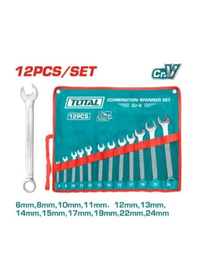TOTAL 12-piece set of serrated wrenches (6-24 total)